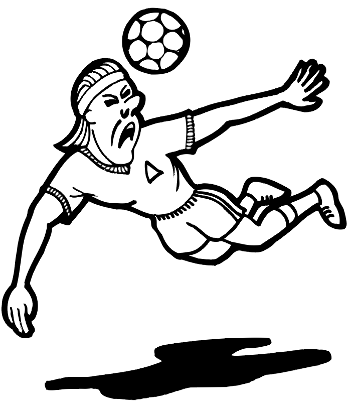 Soccer coloring page: Man Heading Ball