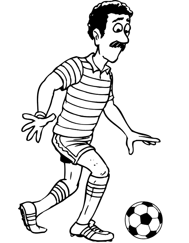 Soccer coloring page: A cautious player