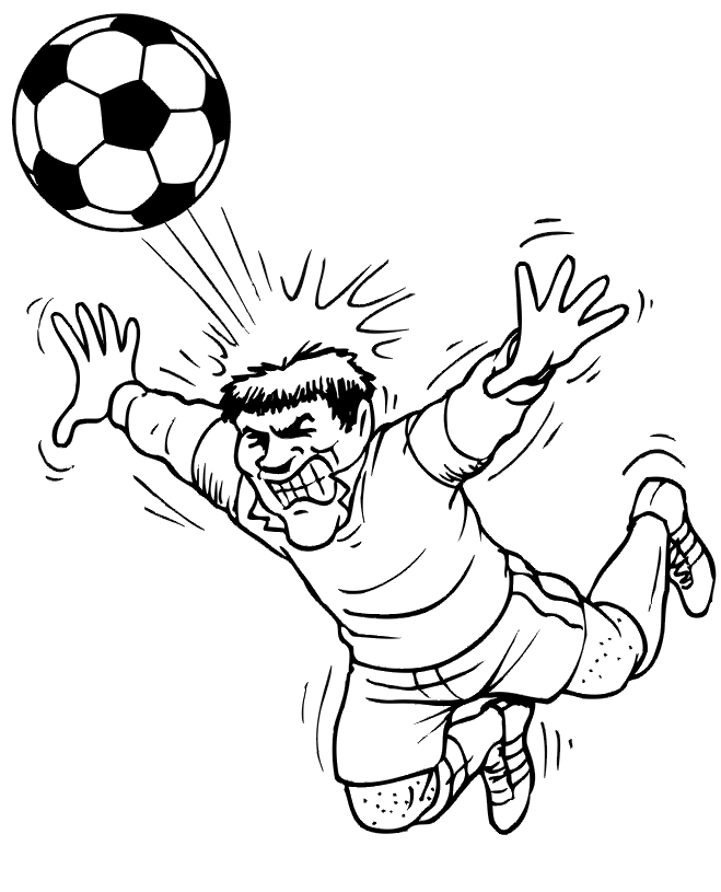 Soccer coloring page: Diving to head the ball