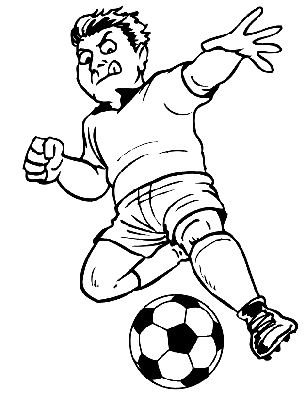 Soccer coloring page: Player ready to kick