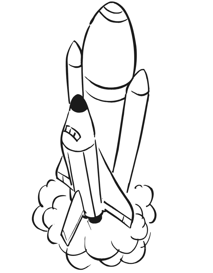 Space coloring page: space shuttle launch.