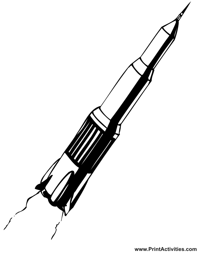 Rocket coloring page of a launched rocket