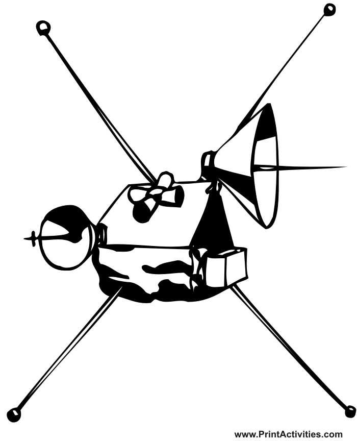 Space coloring page of a satellite