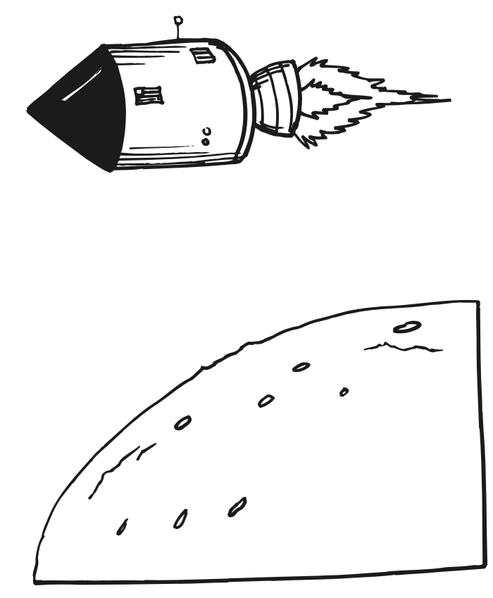 Space coloring page of a spacecraft in orbit