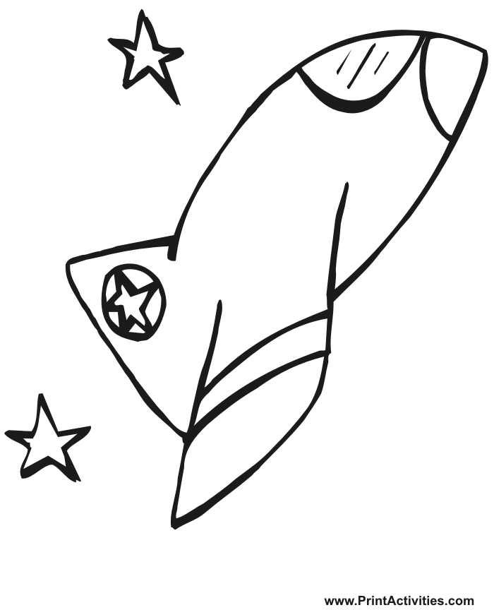 Spaceship coloring page of a spaceship in flight