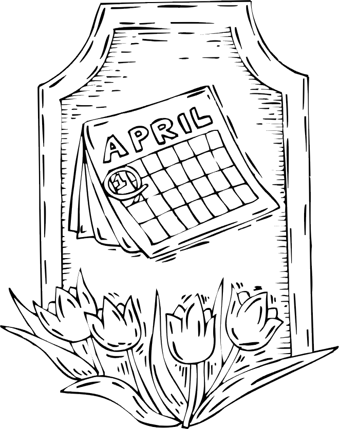 April Flowers - a spring coloring sheet