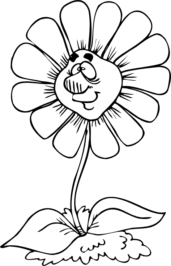 Happy Flower - a free spring coloring sheet
