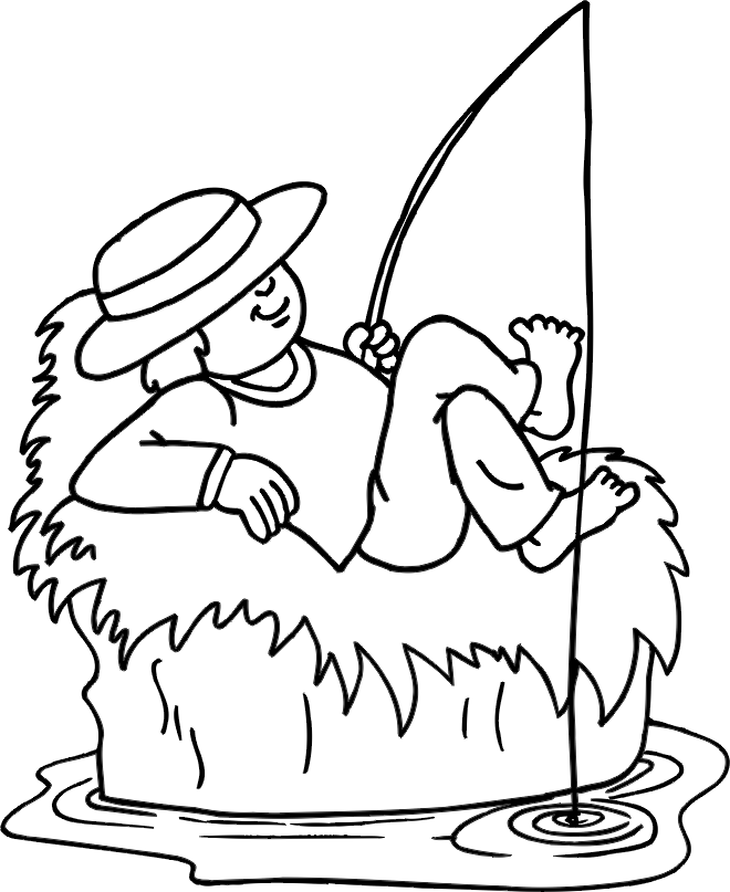 Fishing Coloring Page - Coloring Sheet for Summer