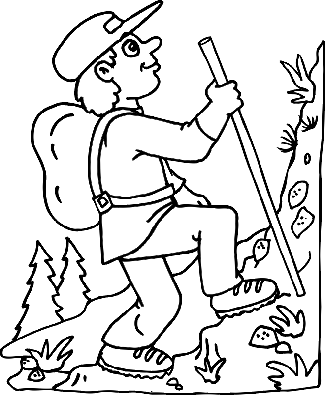 Hiking picture - coloring sheet for summer