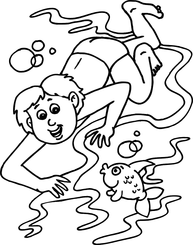 Swimming coloring page - coloring sheet for summer