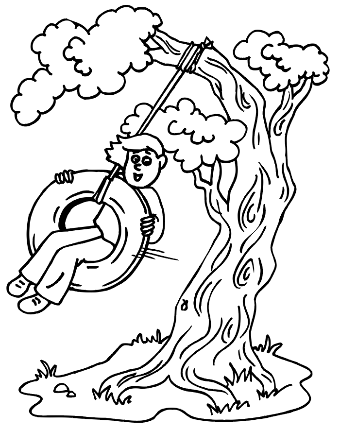 Tire swing coloring sheet for summer
