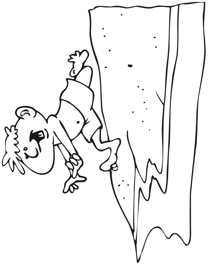 Summer coloring page of a boy at the beach