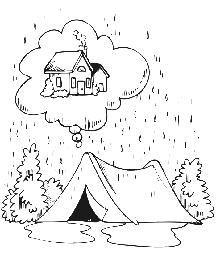 Summer camping coloring page