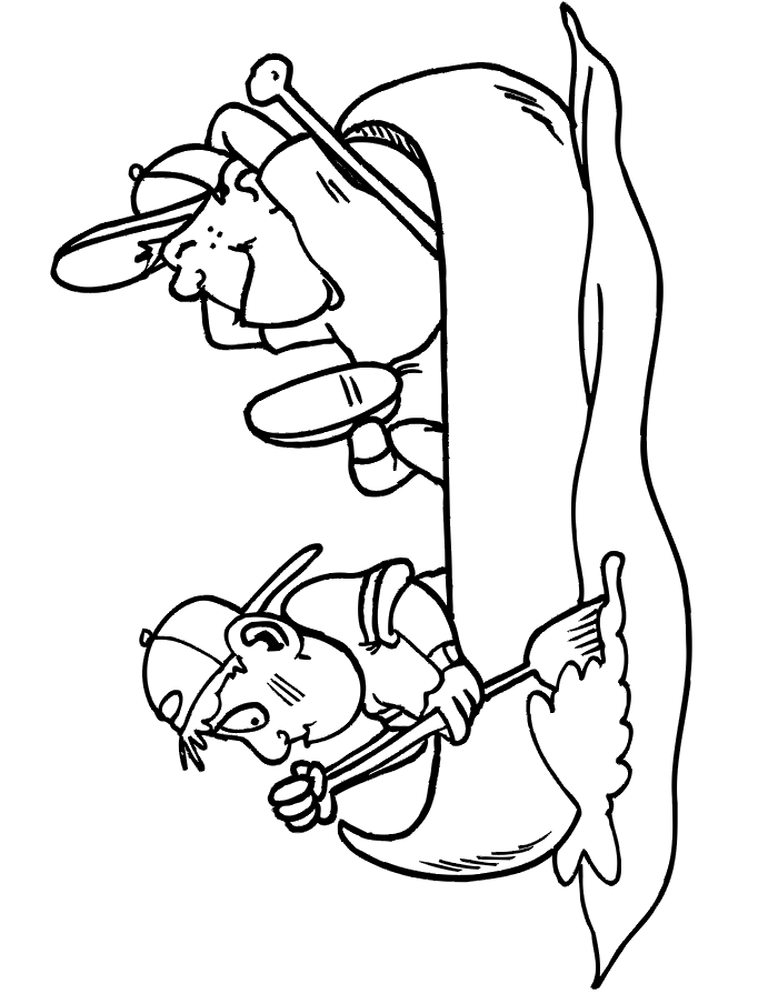 Canoe trip coloring page