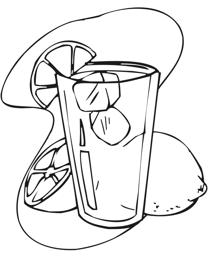 Summer coloring page of a glass of lemonade.