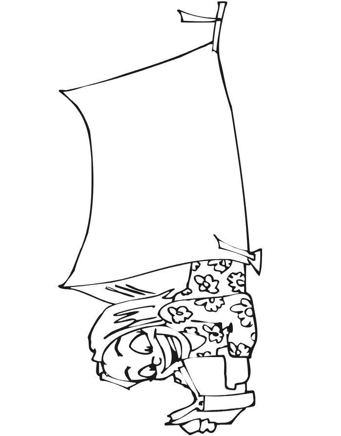 Camping coloring page of a girl in her pup tent.
