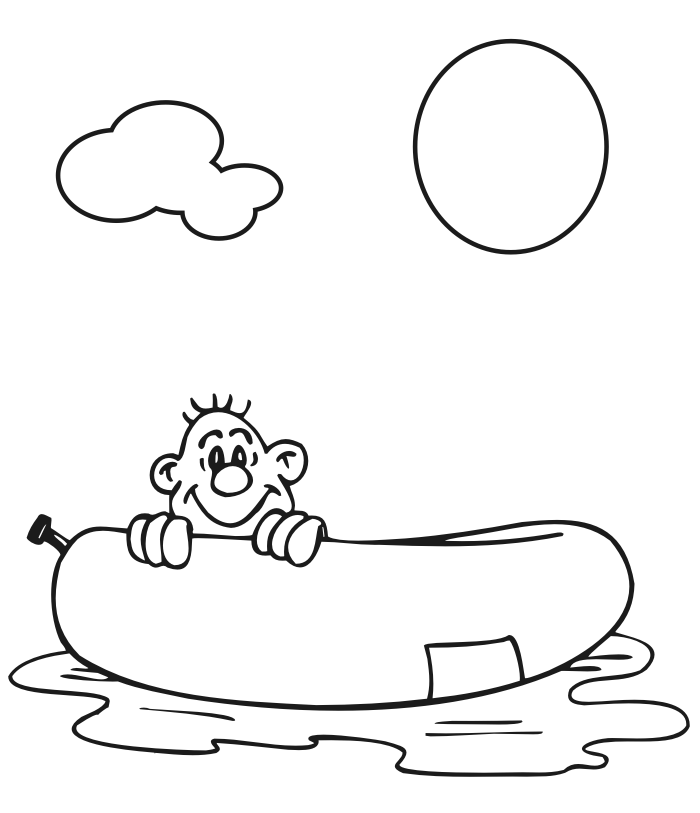 Summer coloring page : rafting.