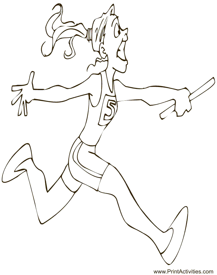 Summer Olympics coloring page of a realy runner