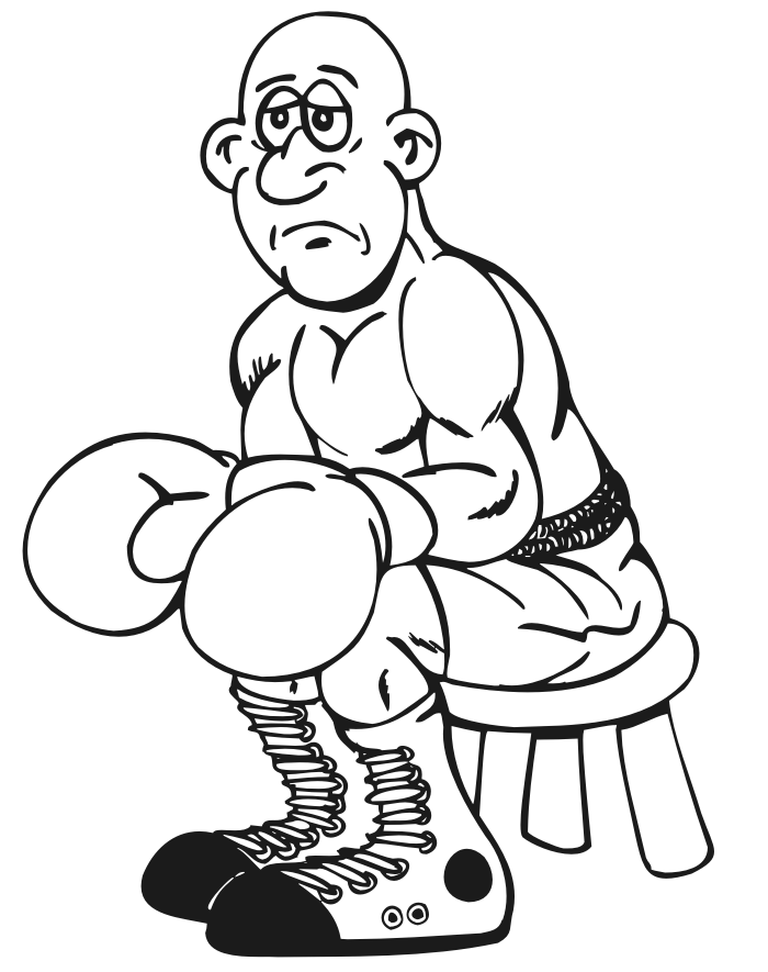 Summer Olympics coloring page of a sad boxer