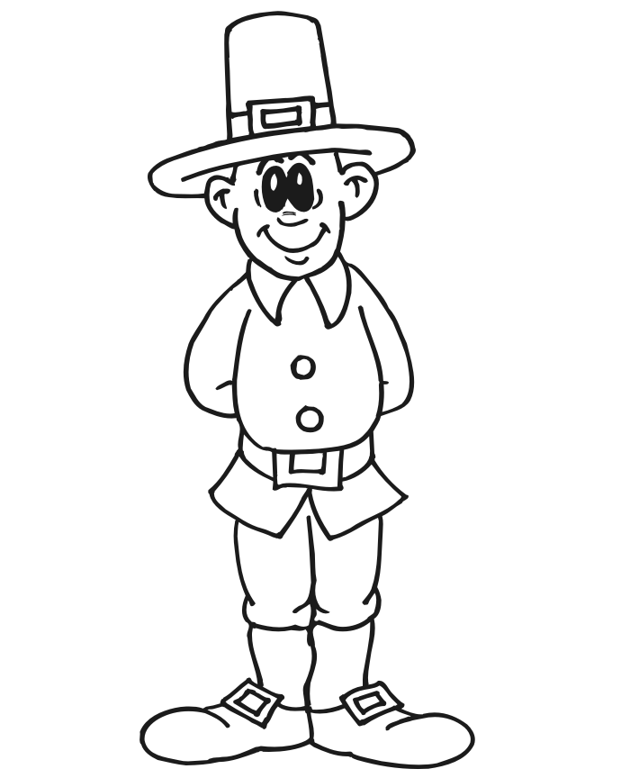 Thanksgiving coloring page of a pilgrim man