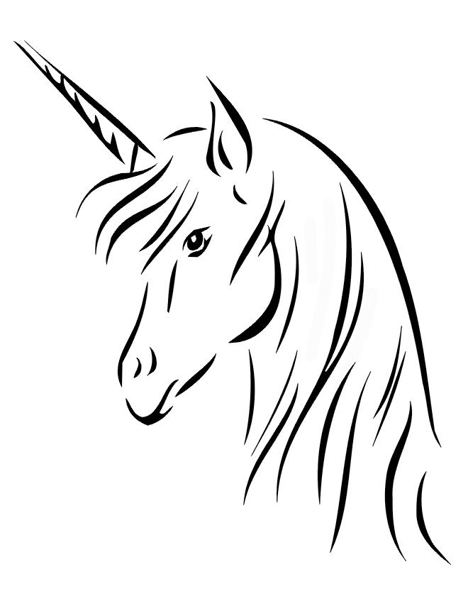 Unicorn Coloring Page | Close-Up Of Unicorn's Head