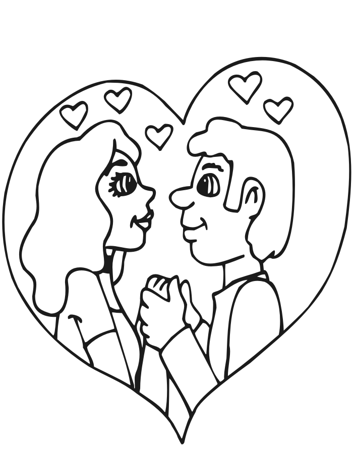 Valentine Coloring Page - couple in love