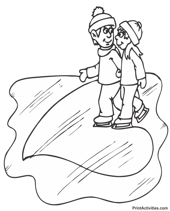 Valentine Coloring Page - Skating Date