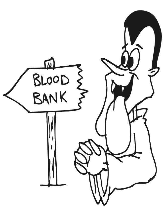 Vampire Coloring Page   Vampire Going To Blood Bank