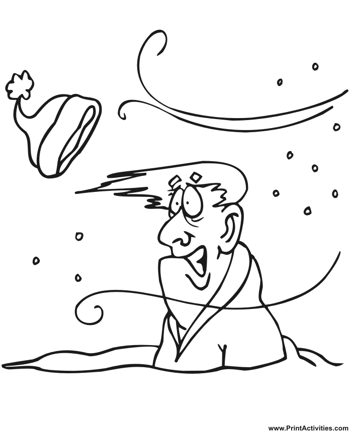 Winter cold coloring page of a cold winter breeze.