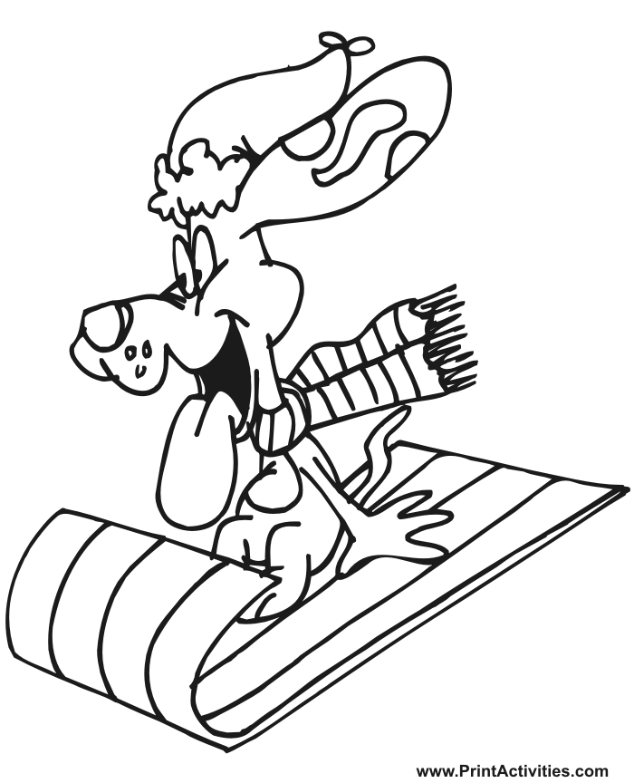 Sled coloring page of a dog on a sled.