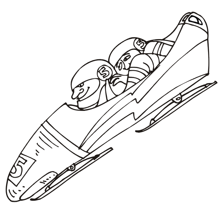 Winter Olympics Coloring Page - 2 man bobsleigh team
