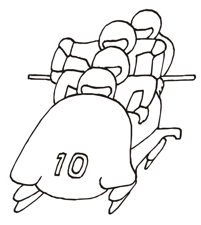 4-man Bobsleigh coloring page (aka bobsled) 