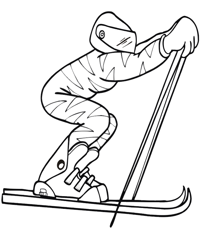 Winter Olympics Coloring Page - downhill skier