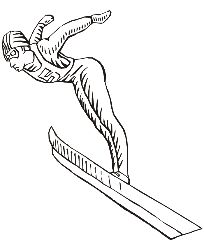 Winter Olympics Coloring Page - ski jumper