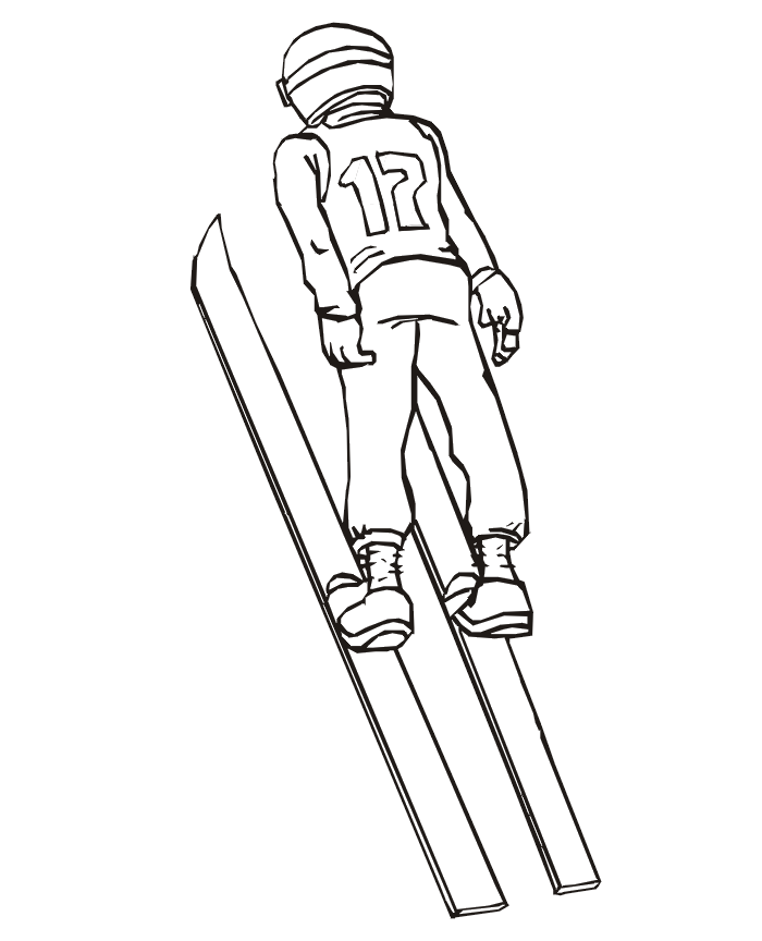 Winter Olympics Coloring Page - ski jumper
