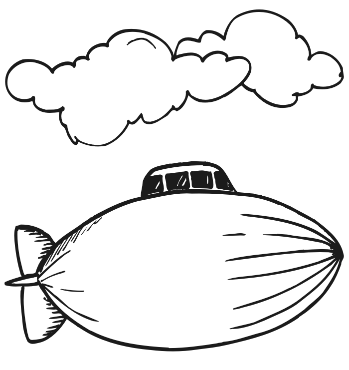 Airplane Coloring Page of a blimp.
