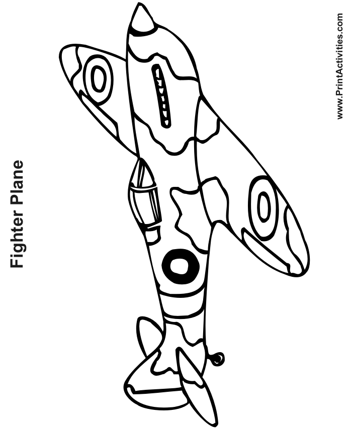 Fighter Plane Coloring Page.