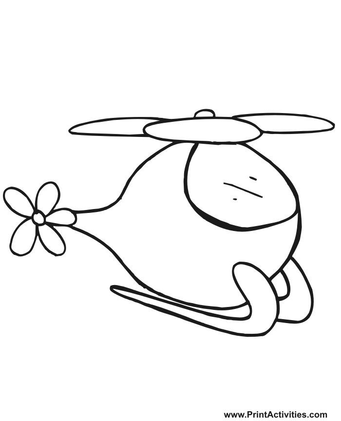 Cartoonish helicopter coloring page.