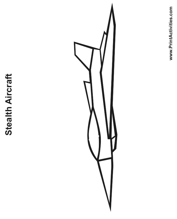 Airplane Coloring Page of a stealth aircraft.