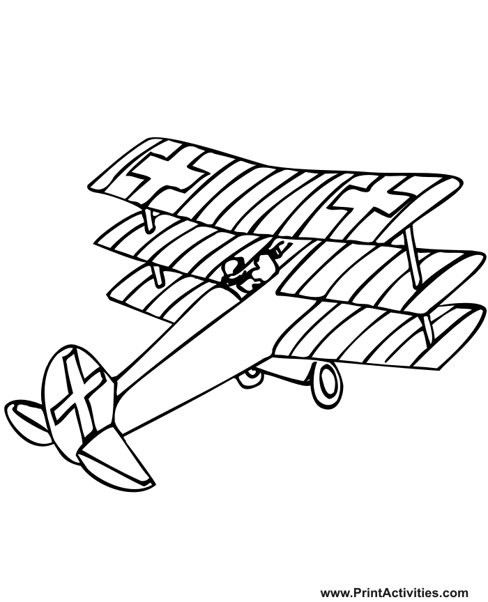 Airplane Coloring Page of a triplane.