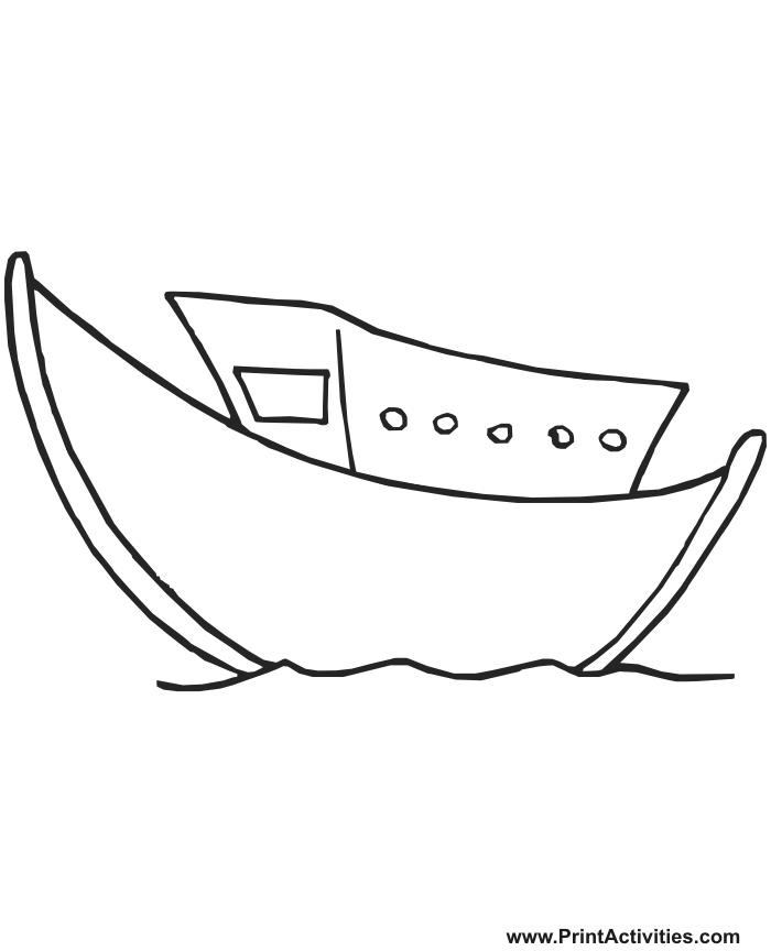 Cartoon boat Coloring Page.