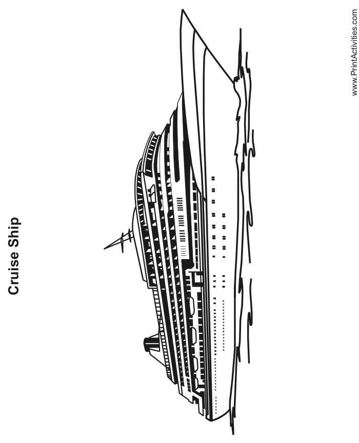 Ship Coloring Page of a large cruise ship.
