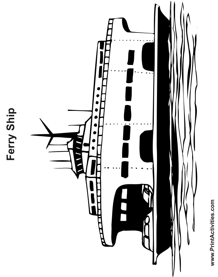 Boat Coloring Page of a ferry boat.
