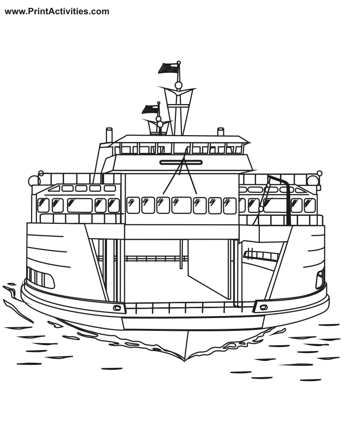 Ferry Boat Coloring Page.