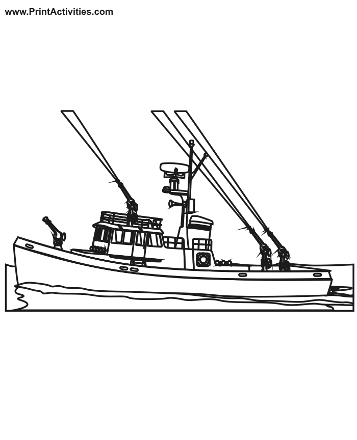 Fire Boat Coloring Page.