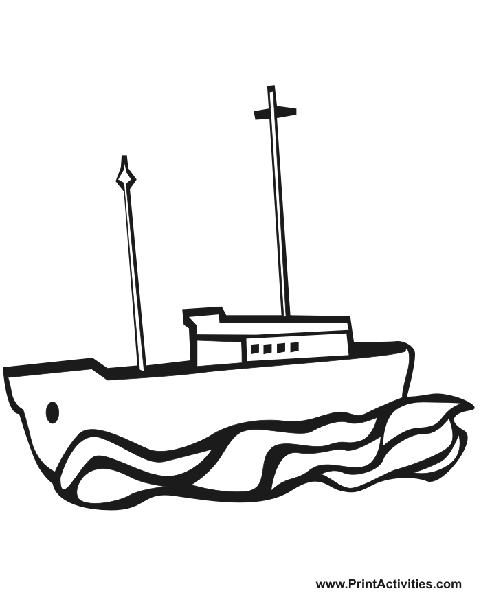 Fishing Boat Coloring Page.