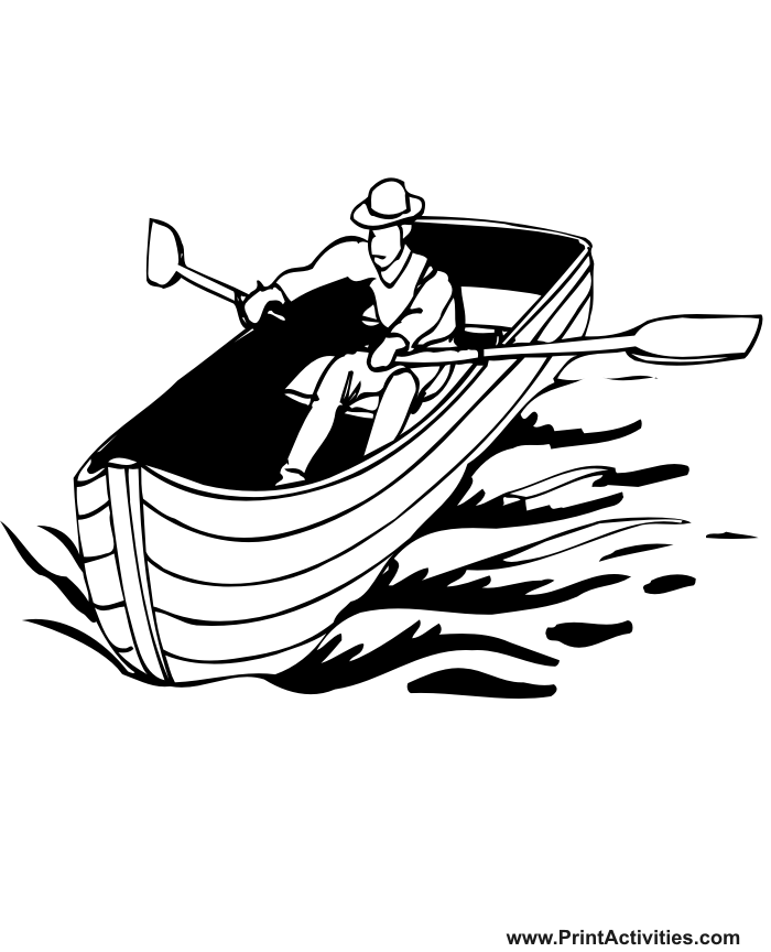 Boat Coloring Page of a rowboat.
