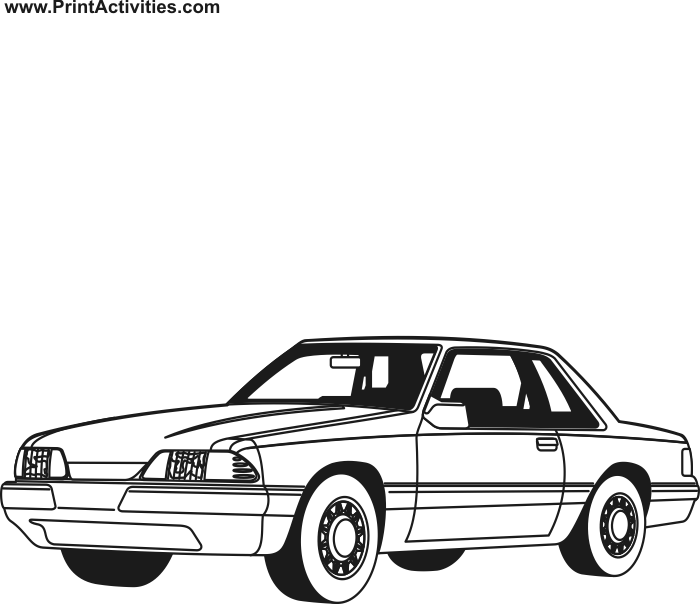 Car Coloring Page of a coupe style car.