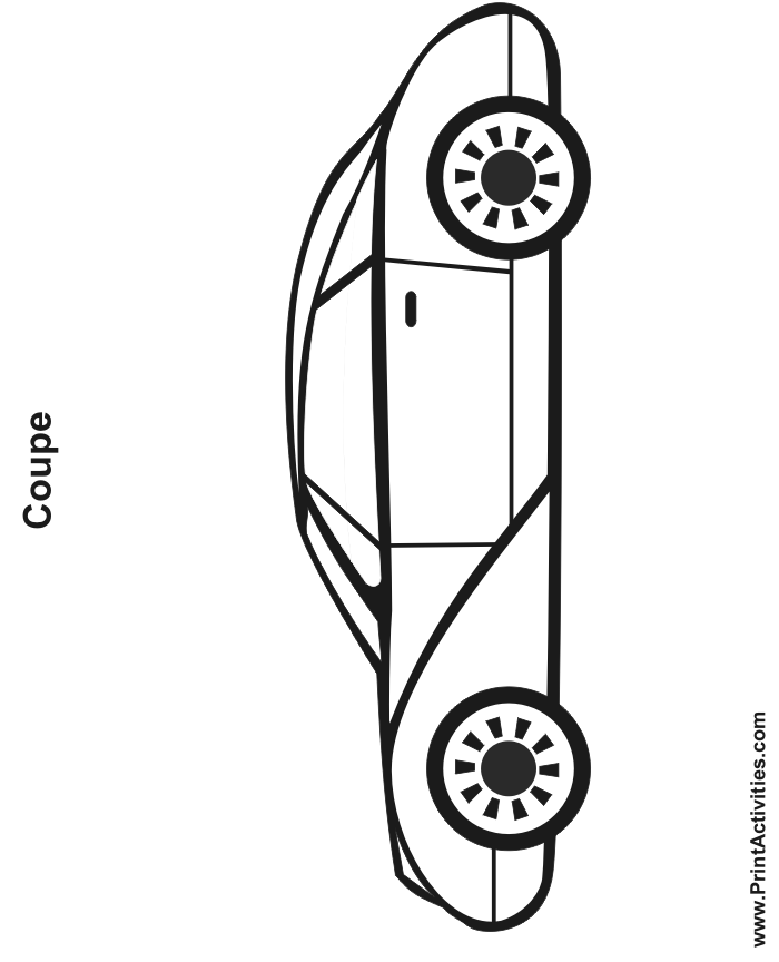 Car Coloring Page - side view of a coupe.