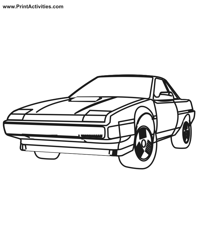 Car Coloring Page - front & side view of a coupe.